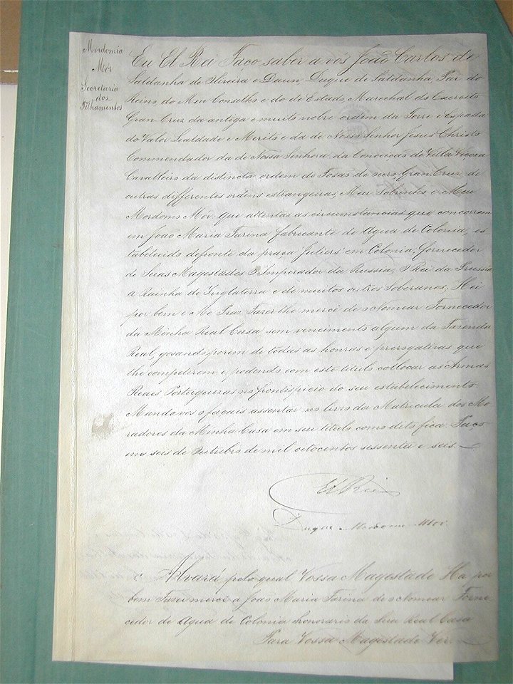 1866-Johann Maria Farina Royal warrant Portugal