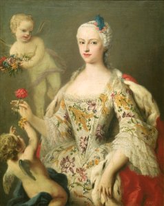 Circa 1750 portrait painting of the Infanta Maria Antonia of Spain (1729-1785) by Jacopo Amigoni (Prado). Free illustration for personal and commercial use.