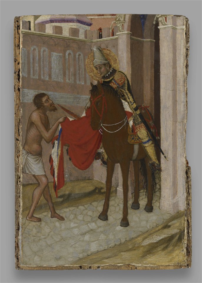 Ambrogio Lorenzetti - Saint Martin of Tours Dividing His Cloak with a Beggar - 1871.11 - Yale University Art Gallery