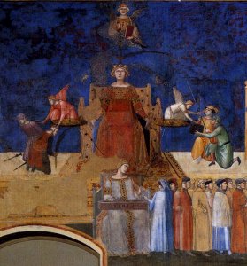 Ambrogio Lorenzetti - Allegory of the Good Government (left view, detail) - WGA13485