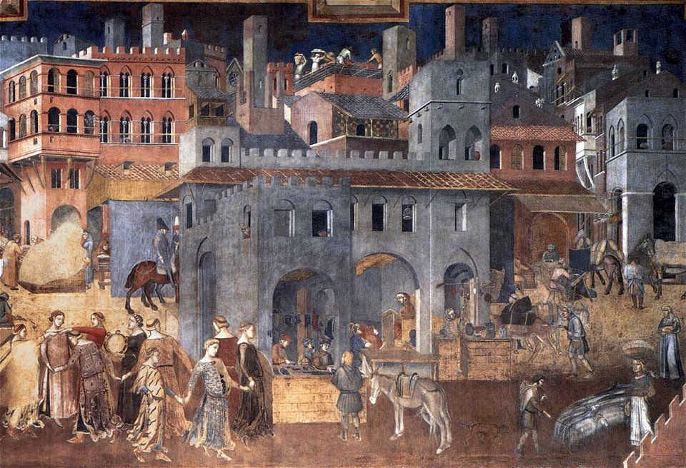 Ambrogio Lorenzetti - Effects of Good Government on the City Life (detail) - WGA13491 tone adj