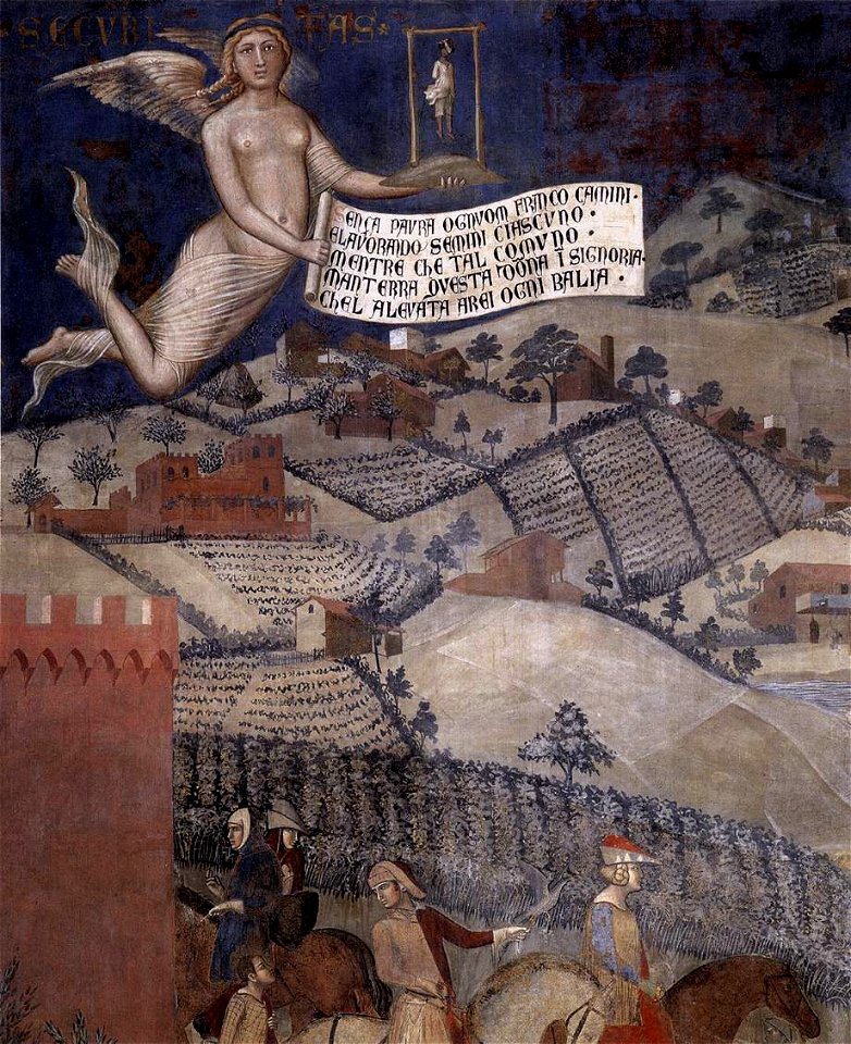 Ambrogio Lorenzetti - The Effects of Good Government in the Countryside (detail) - WGA13496