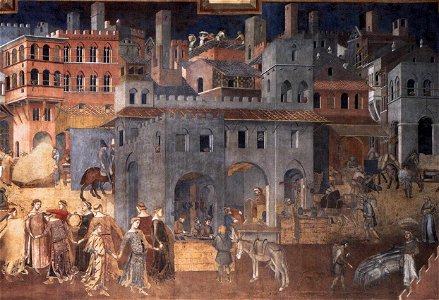 Ambrogio Lorenzetti - Effects of Good Government on the City Life (detail) - WGA13491