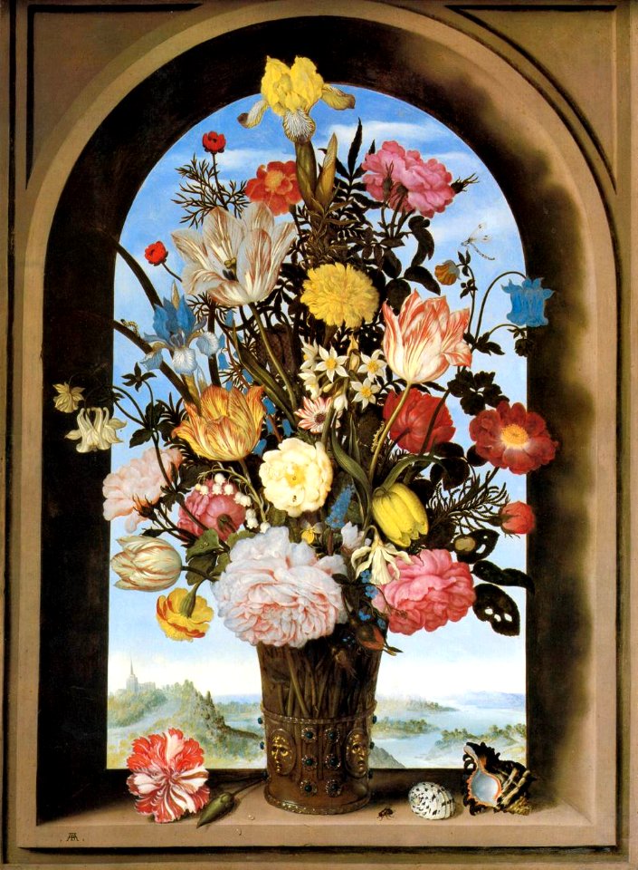 Ambrosius Bosschaert (I) - Bouquet in an Arched Window - WGA02654