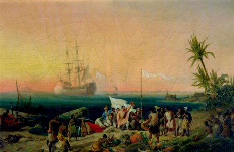 Ambroise-Louis Garneray - Jean de Bethencourt découverte de l'île de Lanzarote en 1402