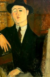 Amedeo Modigliani (Livorno 1884 - Parigi 1920) - Ritratto di Paul Guillaume (1916) Olio su tela 81×54 cm - Museo del Novecento, Milano. Free illustration for personal and commercial use.