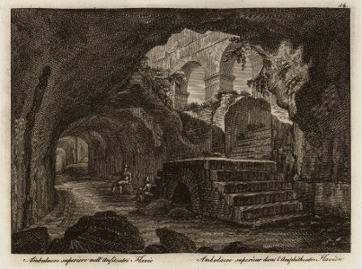 Ambulacro superiore nell'Anfiteatro Flavio - Li Monumenti Piú Celebri Di Roma Antica E Moderna Disegnati Da Vero Ed Incisi Dai Migliori Artisti Rome Presso Po - 1850