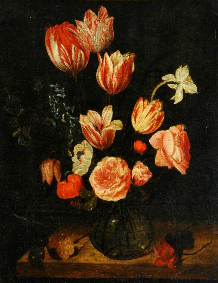 Ambrosius Bosschaert the elder (1573-1621) (style of) - Tulips and Other Flowers in a Glass Bowl - 290455 - National Trust