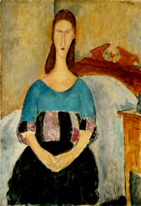 Amedeo Modigliani - Portrait of Jeanne Hebuterne, Seated, 1918 - Google Art Project. Free illustration for personal and commercial use.