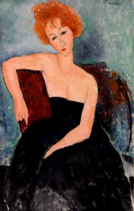 Amedeo Modigliani - Redheaded Girl in Evening Dress (Jeune fille rousse en robe de soir) - BF206 - Barnes Foundation. Free illustration for personal and commercial use.