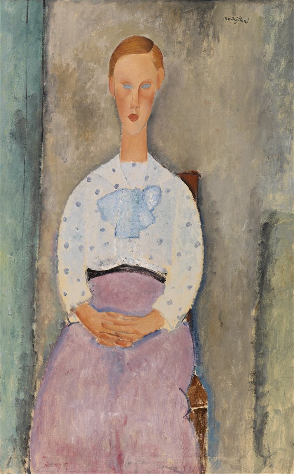 Amedeo Modigliani - Girl with a Polka-Dot Blouse (Jeune fille au corsage à pois) - BF180 - Barnes Foundation. Free illustration for personal and commercial use.