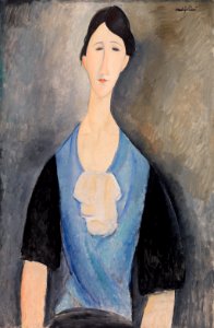 Amedeo Modigliani - Young Woman in Blue (Giovane donna in azzurro) - BF268 - Barnes Foundation. Free illustration for personal and commercial use.