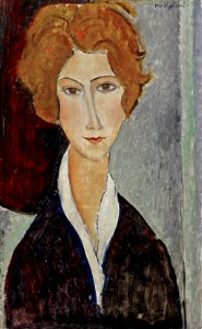 Amedeo Modigliani. Portrait de femme. Bonhams, c. 1917-18. Free illustration for personal and commercial use.