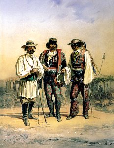Amedeo Preziosi, Surugii din Obor (Coachmen of Obor, 1868) - postcard