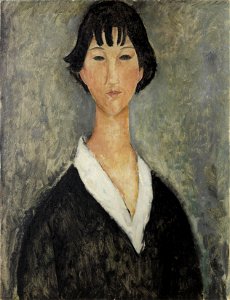 Amedeo Modigliani, Jeune fille aux cheveux noirs. Bonhams. Free illustration for personal and commercial use.