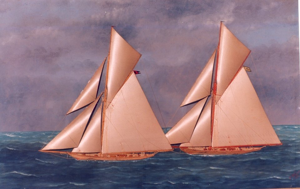 America's Cup 1899, Shamrock and Columbia, by Thomas Willis
