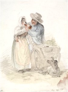 Anders Ekman - Talonpoikaistyttö yrittää juoda olutlasin loppuun... - A II 985-157 - Finnish National Gallery