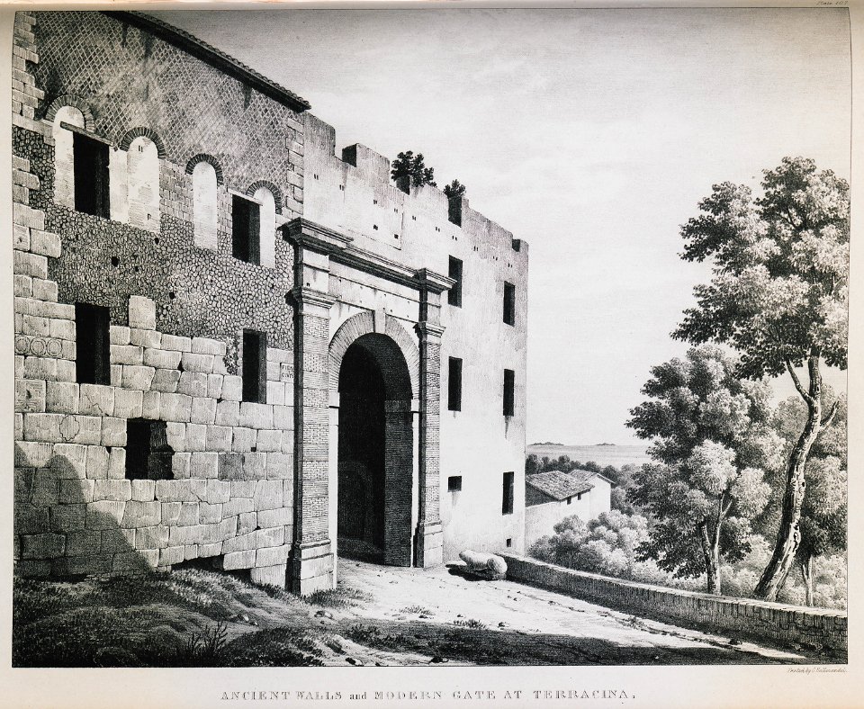 Ancient walls and modern gate at Terracina - Dodwell Edward - 1834