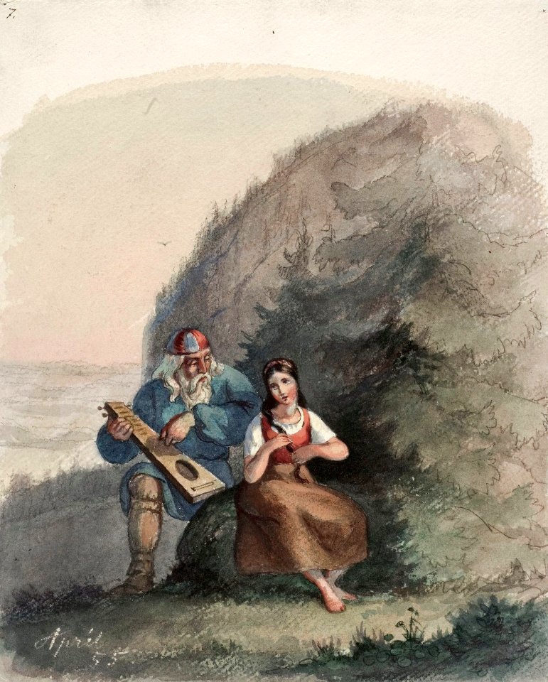 Anders Ekman - Väinämöinen stringing his kantele - A II 985-138 - Finnish National Gallery