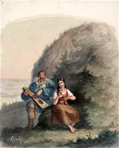 Anders Ekman - Väinämöinen stringing his kantele - A II 985-138 - Finnish National Gallery