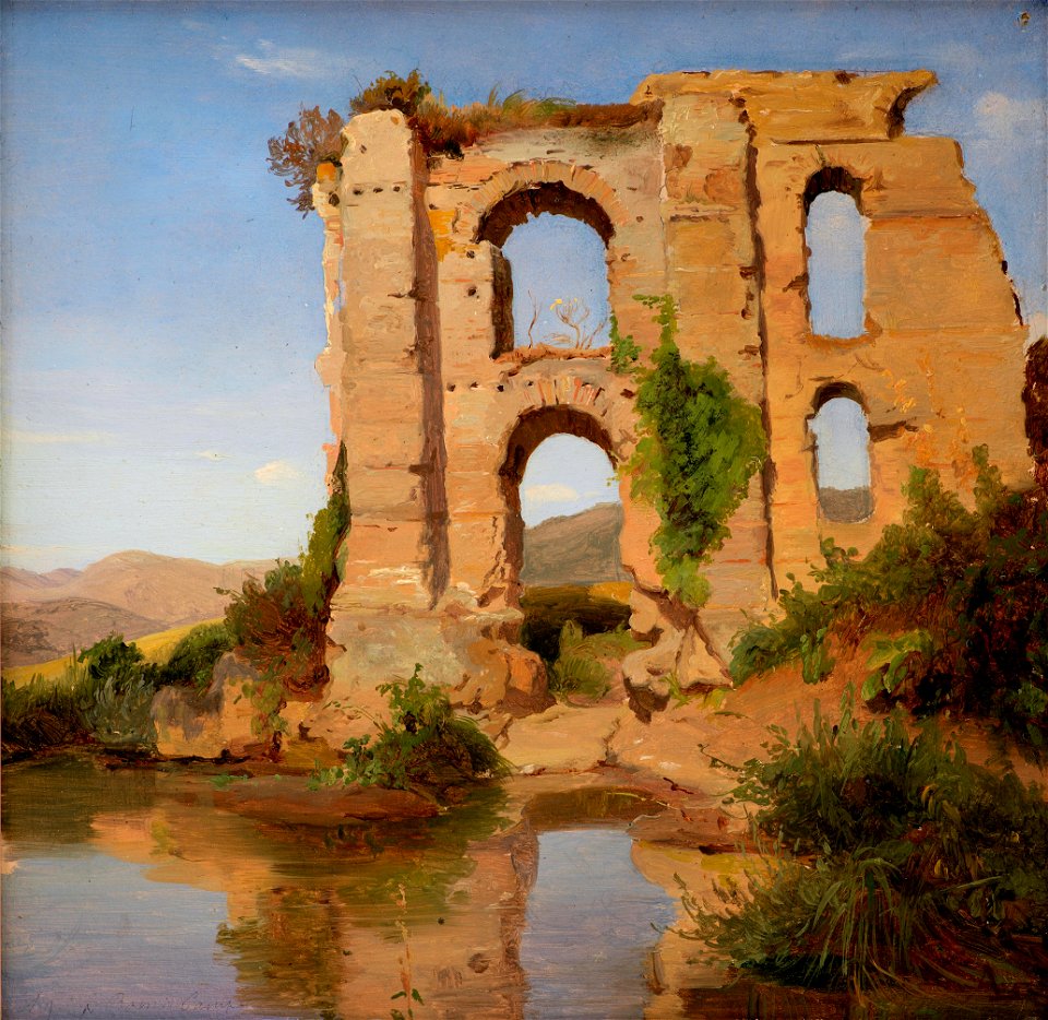 Anders Christian Lunde - The Ruins of the Aqueduct Aniene Nuovo near Tivoli - KMS4358 - Statens Museum for Kunst