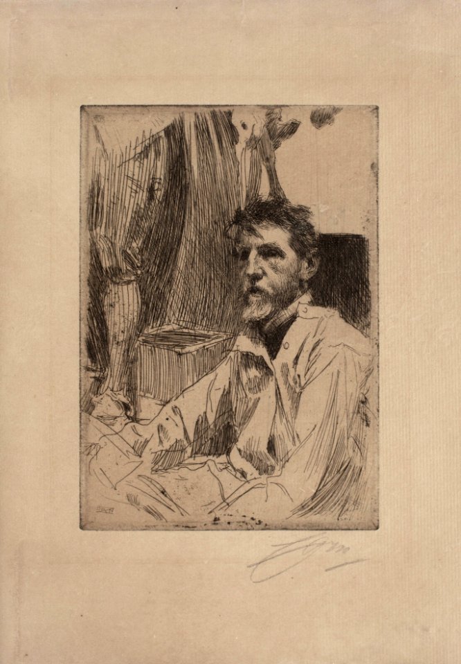 Anders Zorn - Augustus Saint Gaudens I (etching) 1897