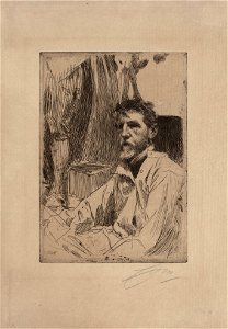 Anders Zorn - Augustus Saint Gaudens I (etching) 1897. Free illustration for personal and commercial use.