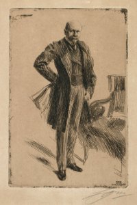 Anders Zorn - Colonel Lamont I (etching) 1900. Free illustration for personal and commercial use.