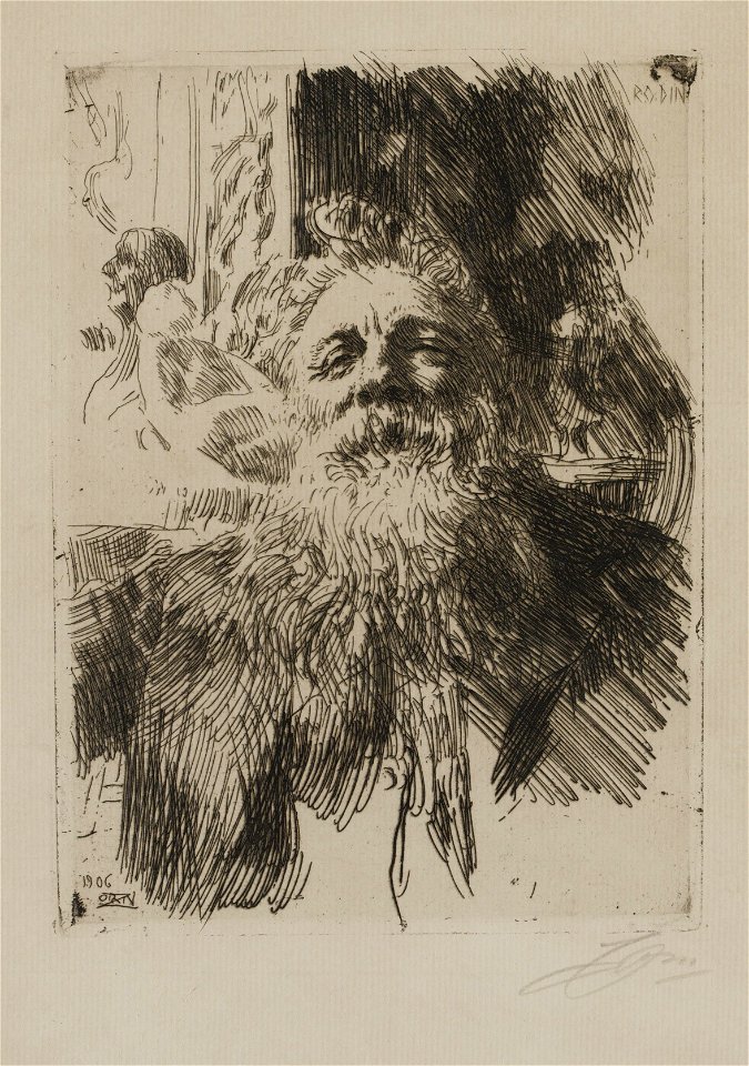 Anders Zorn - Auguste Rodin (etching) 1906