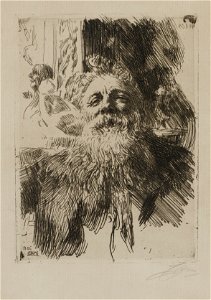 Anders Zorn - Auguste Rodin (etching) 1906. Free illustration for personal and commercial use.