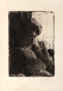Anders Zorn - Betty Nansen (etching) 1905. Free illustration for personal and commercial use.