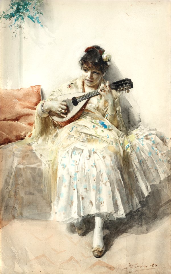 Anders Zorn - Girl playing mandolin 1884