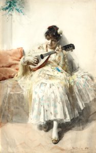 Anders Zorn - Girl playing mandolin 1884