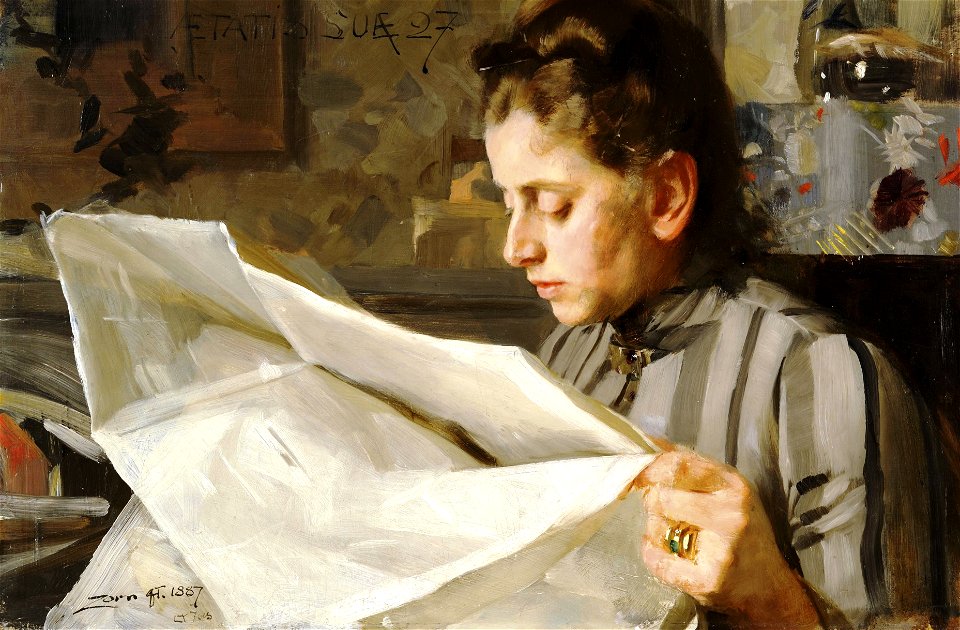 Anders Zorn - Emma Zorn, Läsande