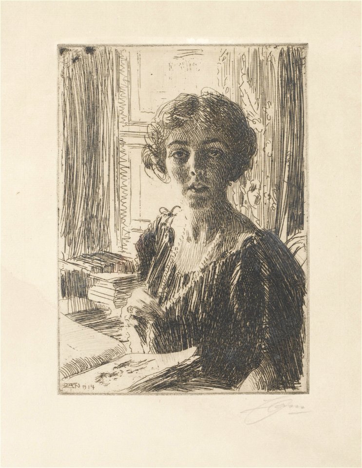 Anders Zorn - Crown Princess Margaret of Sweden (etching) 1914