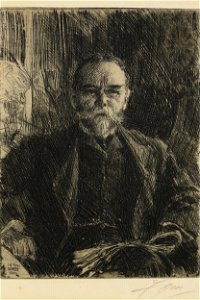 Anders Zorn - John Hay (etching) 1904. Free illustration for personal and commercial use.