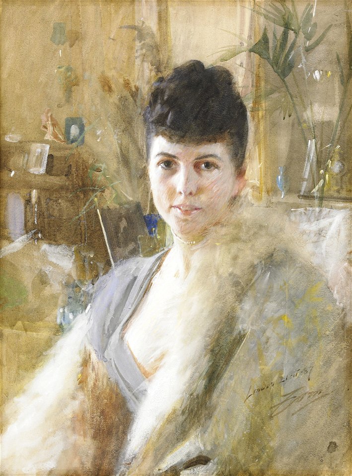 Anders Zorn - Lady with fur cape 1887