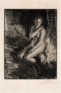 Anders Zorn - Berit (etching) 1905. Free illustration for personal and commercial use.