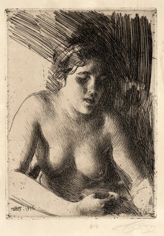 Anders Zorn - Bust (etching) 1915