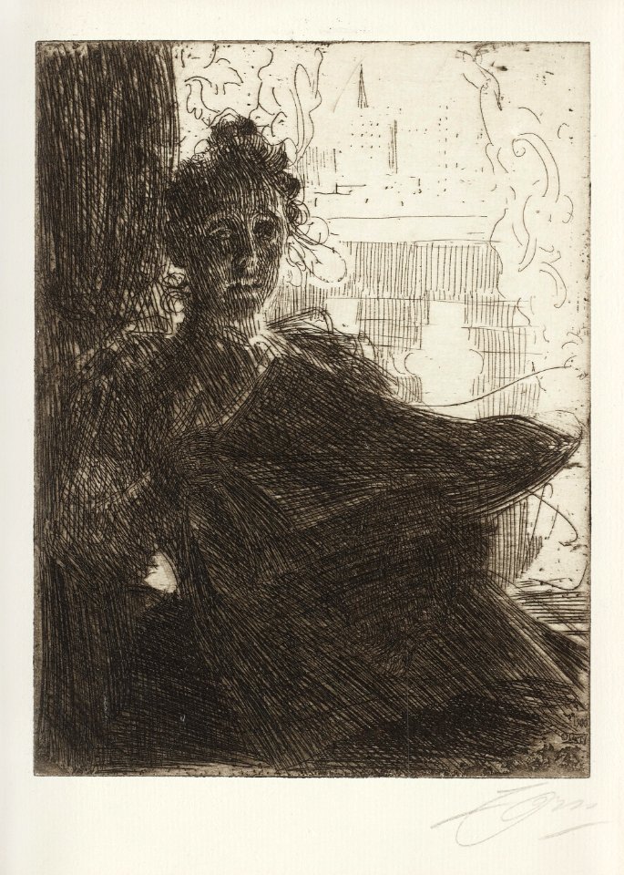 Anders Zorn - Mrs. Emma Zorn (etching) 1900