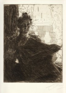 Anders Zorn - Mrs. Emma Zorn (etching) 1900