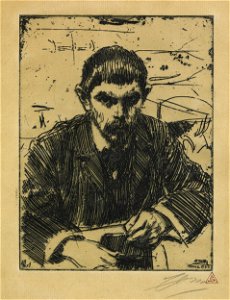 Anders Zorn - Albert Engström (etching) 1905. Free illustration for personal and commercial use.
