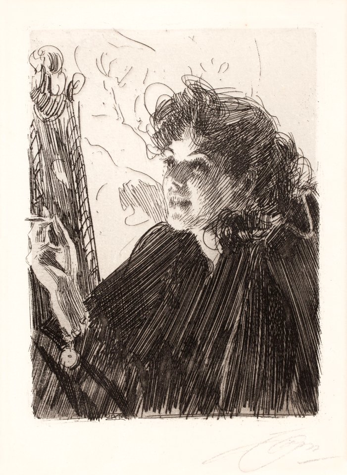 Anders Zorn - Cigarette Smoker II (etching) 1891