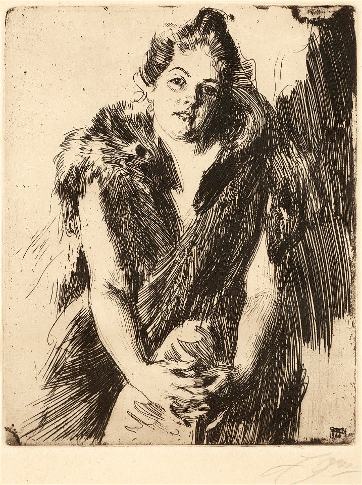 Anders Zorn - Maja von Heijne (etching) 1911