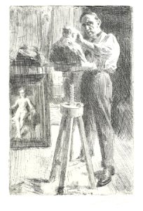 Anders Zorn - Paul Troubetzkoy I (etching) 1908. Free illustration for personal and commercial use.