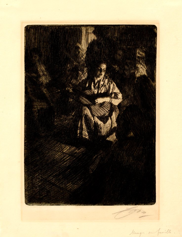 Anders Zorn - Music in the Cottage (etching) 1905