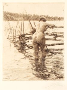 Anders Zorn - Fence (etching) 1913