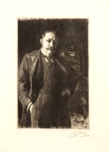 Anders Zorn - E. R. Bacon (etching) 1897. Free illustration for personal and commercial use.