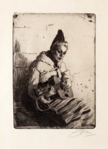 Anders Zorn - Old Ballad II (etching) 1898