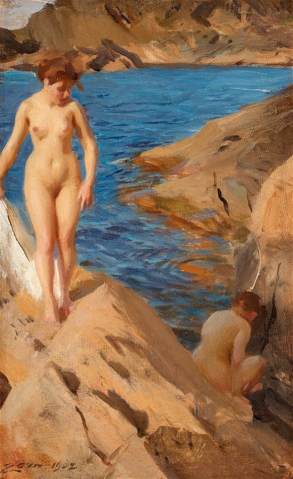 Anders Zorn - Skärgårdsstudie med två nakna 1902